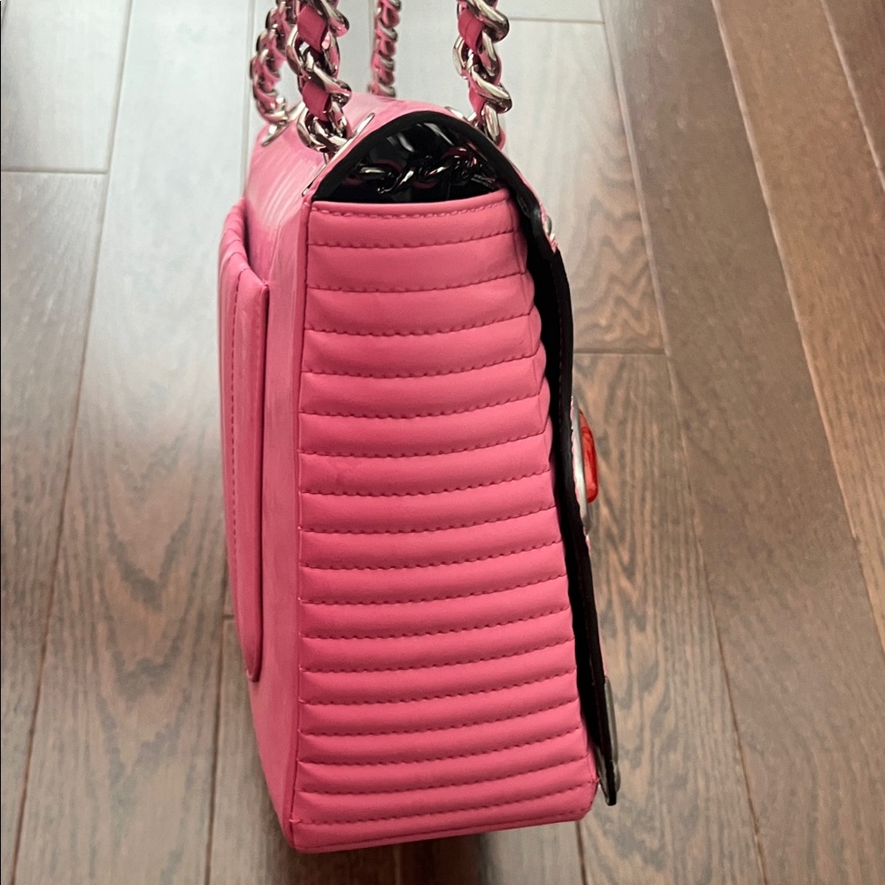 Moschino Pink and Silver License Plate Shoulder Bag - Picture 6 of 14